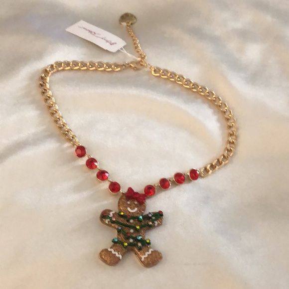 Betsey Johnson Jingle Bell Bling Gingerbread Tangled In Lights Pendant Necklace - Picture 5 of 12